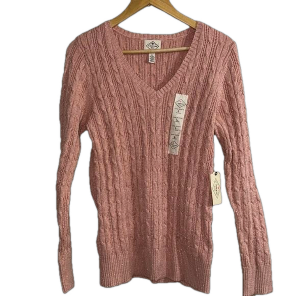 ST.JOHN’S BAY peachy, pink metallic sweater